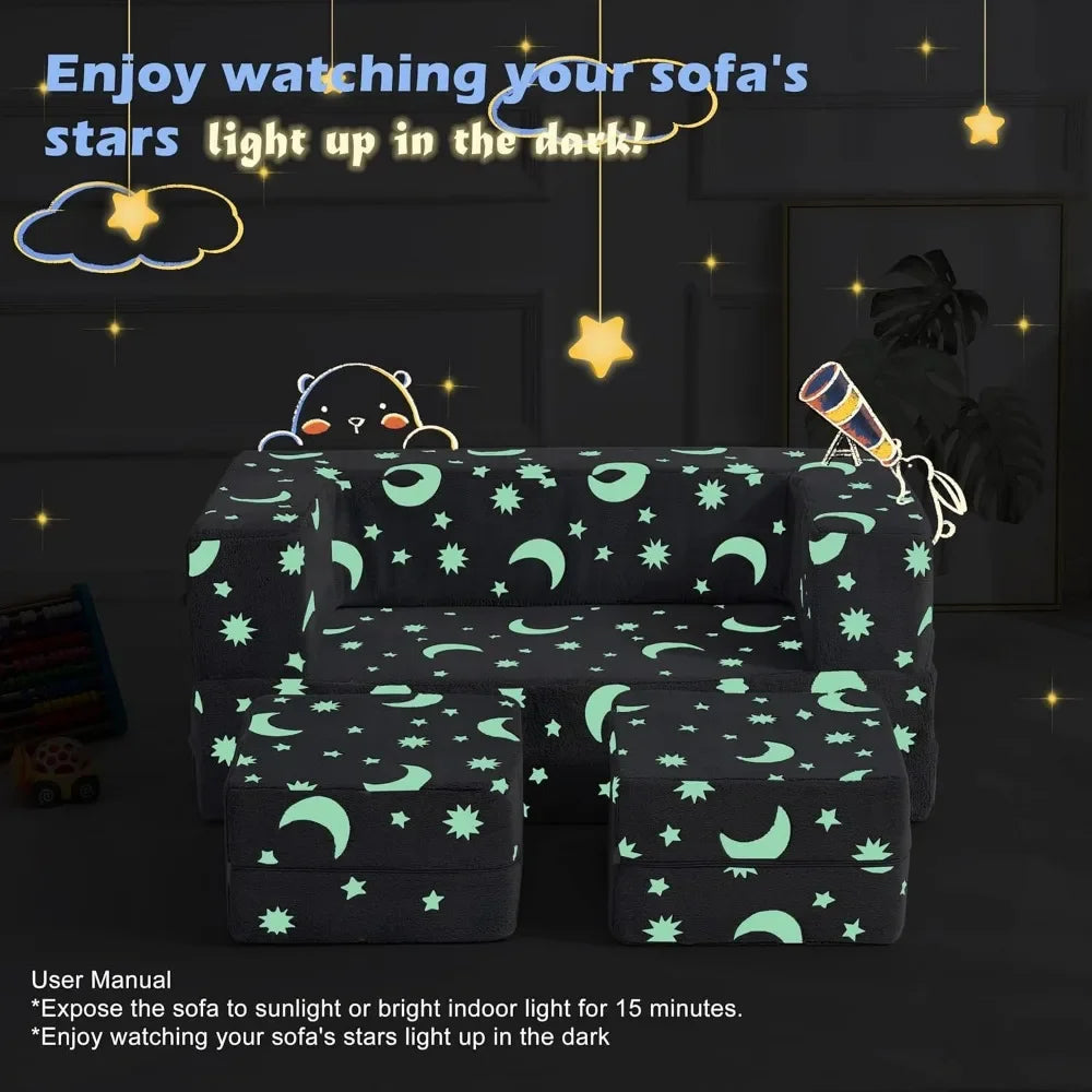 #For Kids Sofa, Illuminated in the Dark Modular Children'S Exploration Sofa, 3-In-1 Folding Children'S Sofa for Toddlers