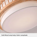 Nordic round Solid Wood Ceiling Lights Fabric Lampshade Living Room Bedroom Ceiling Lamp for Restaurant Study Homestay Indoor