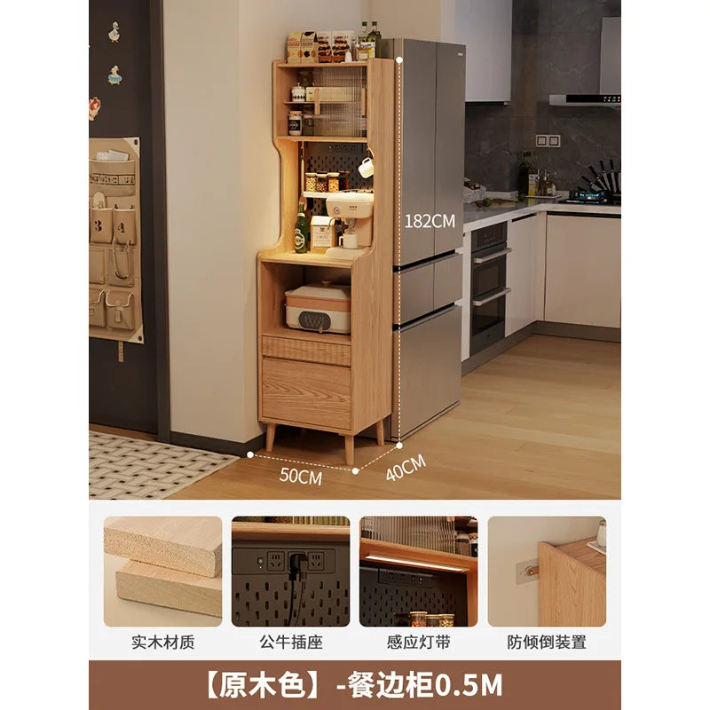 CZ Solid Wood Sideboard Cabinet Storage Small Apartment Kitchen Wall-Mounted Storage Cabinet Tea Cabinet