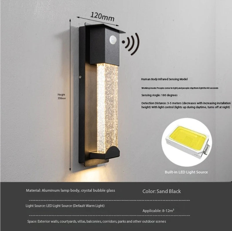 New Simple LED Outdoor Waterproof Wall Lamp Balcony Corridor Road Lamp Courtyard Villa Induction Lamp