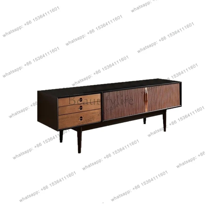 French Medieval Solid Wood TV Cabinet Household Small Apartment Solid Wood Floor Cabinet