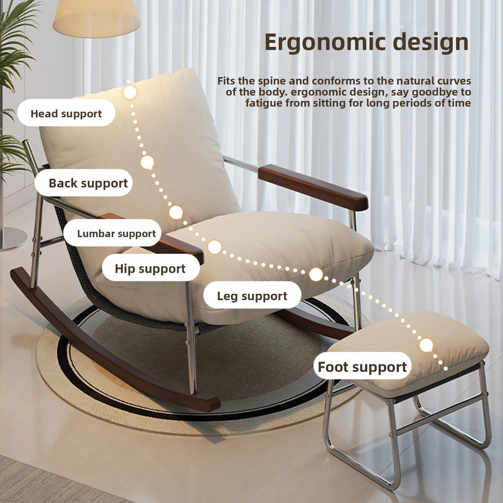Single Rocking Chair, Balcony Leisure Chair, Recliner, Household Living Room Bean Bag Chair, Bedroom Nap Chair, Lounge Chair