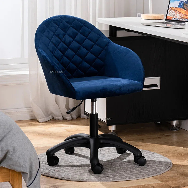 Nordic Furniture Velvet Office Chair for Office Student Study Lift Swivel Chair Home Comfortable Backrest Girl Pink Gaming Chair