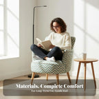 Plaid Upholstered Armchair Nordic Design Accent Chair Comfortable Seating Wooden Frame for Readers, Homeowners, Bedroom, Balcony
