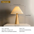 Retro Solid Wood Table Lamp Nordic Vintage Pleated Bedroom Bedside Desk Reading Decorative Wooden Desk Lamp E27 Socket