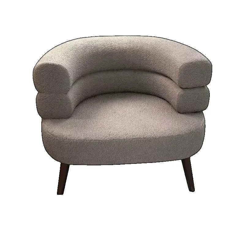 Simple Home Modern Nordic Style Single Sofa Chair with Black Metal Legs Soft Teddy Fleece for Living Room Bedroom Home Furniture