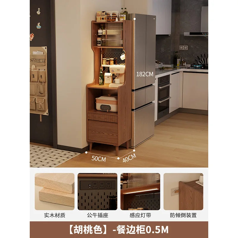 CZ Solid Wood Sideboard Cabinet Storage Small Apartment Kitchen Wall-Mounted Storage Cabinet Tea Cabinet