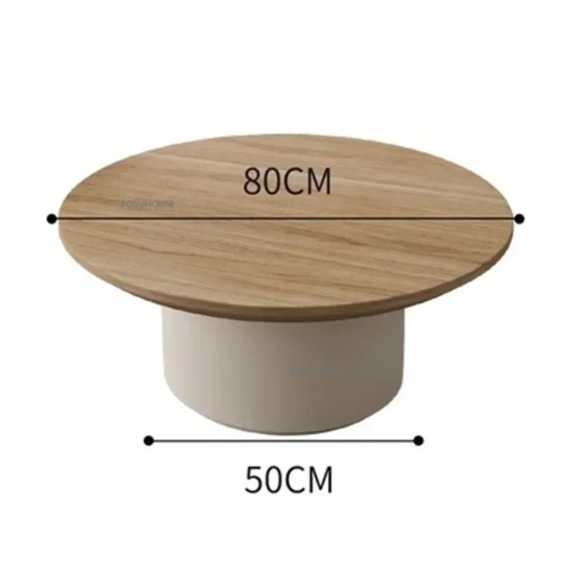 Nordic Solid Wood Coffee Table, Modern Designer Small Apartment Living Room Hotel Combination round Side Table, Minimalist