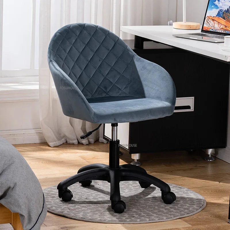 Nordic Furniture Velvet Office Chair for Office Student Study Lift Swivel Chair Home Comfortable Backrest Girl Pink Gaming Chair