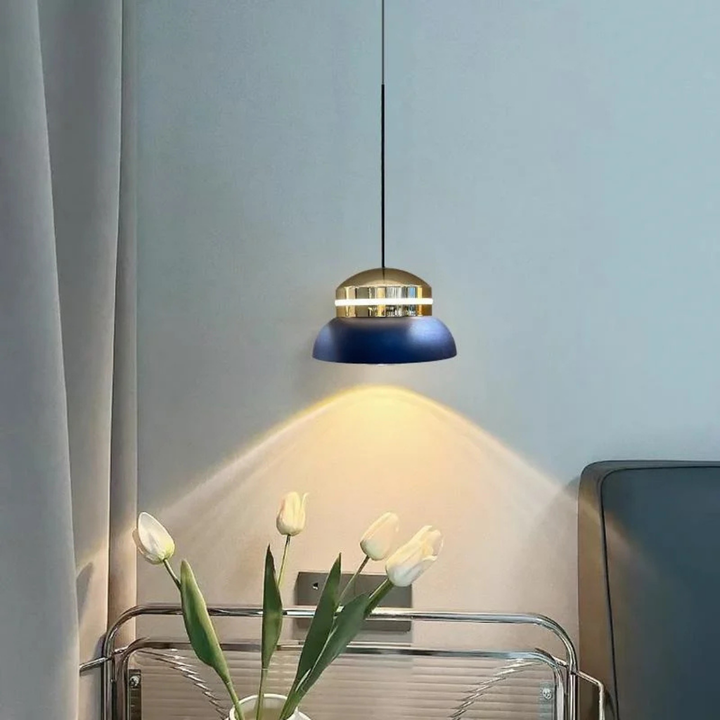 Modern dome LED pendant light in a living room