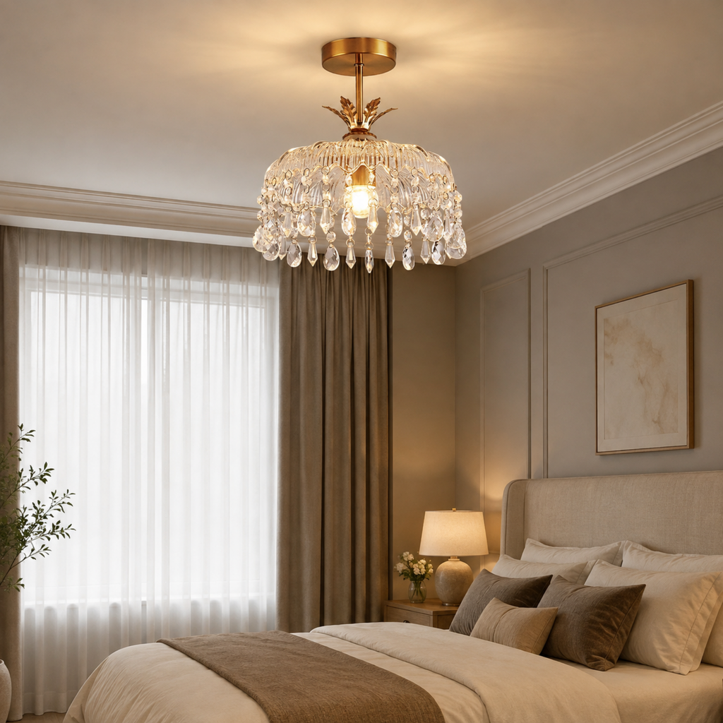 Dome pendant light in a bedroom