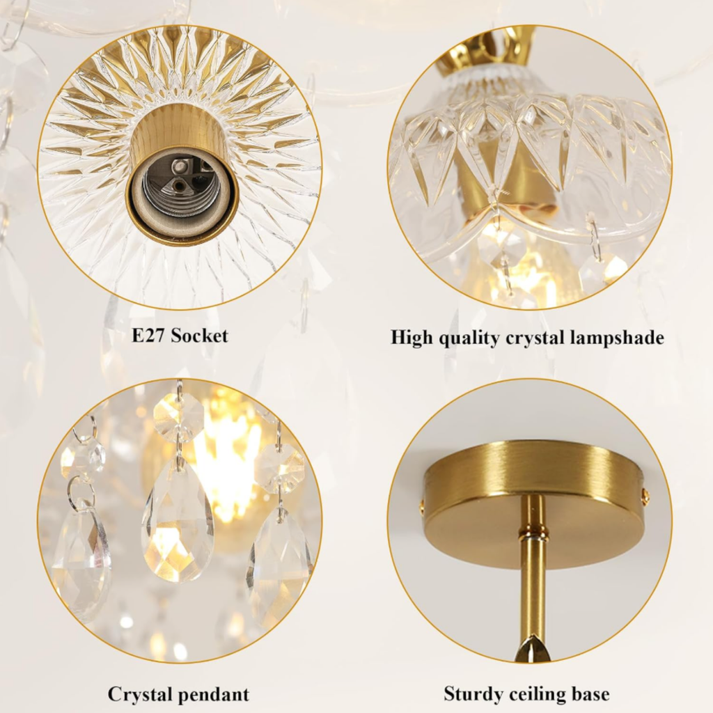 Close-up of the glass shade pendant light details