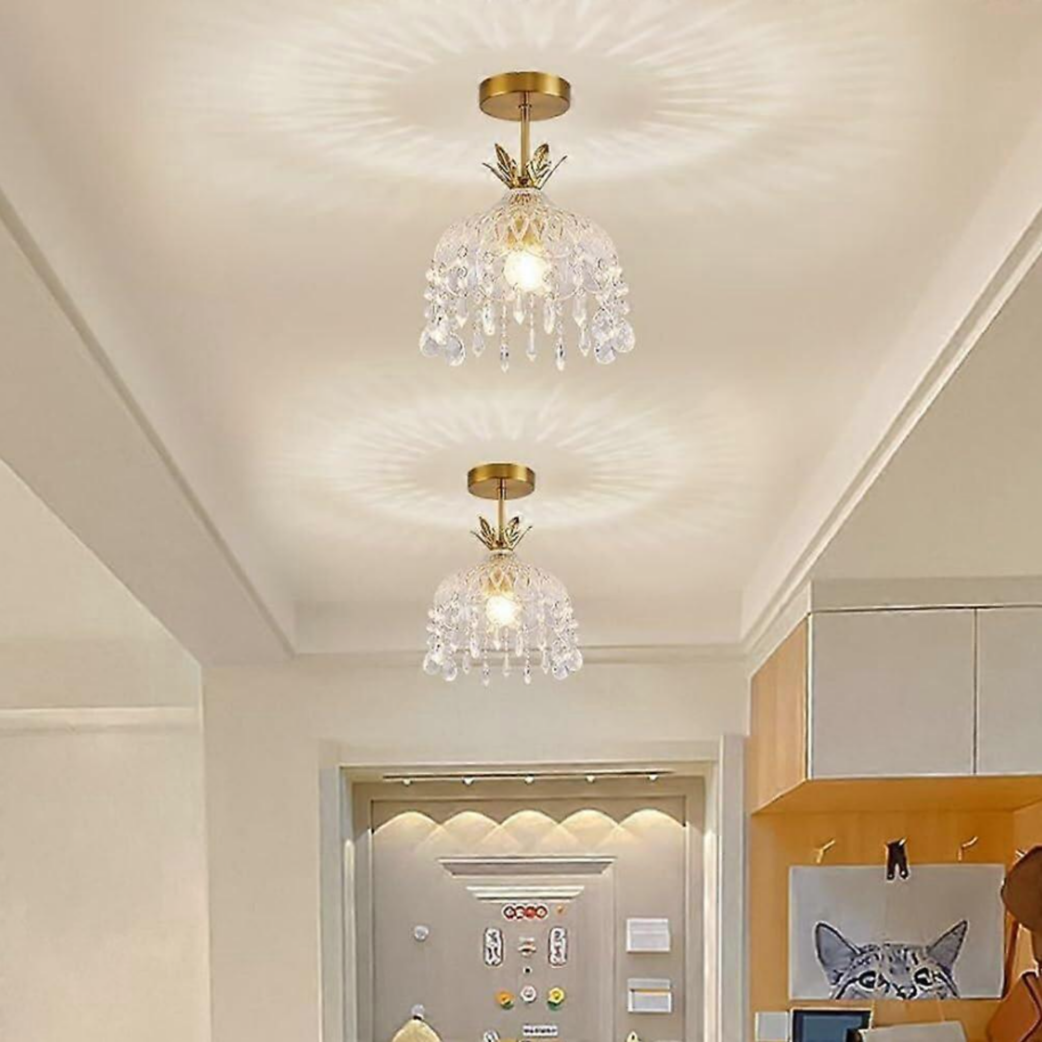 Dome pendant light in a modern entryway