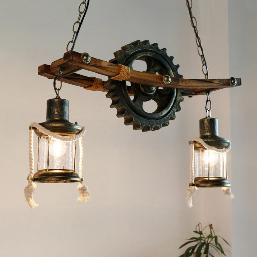 Top view of double glass pendant light