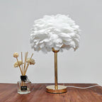 White Feather Lamp with Plug Powered Modern Table Lamp Cute Romantic Bedside Light for Girl Room Childrens Room Wed Decorat