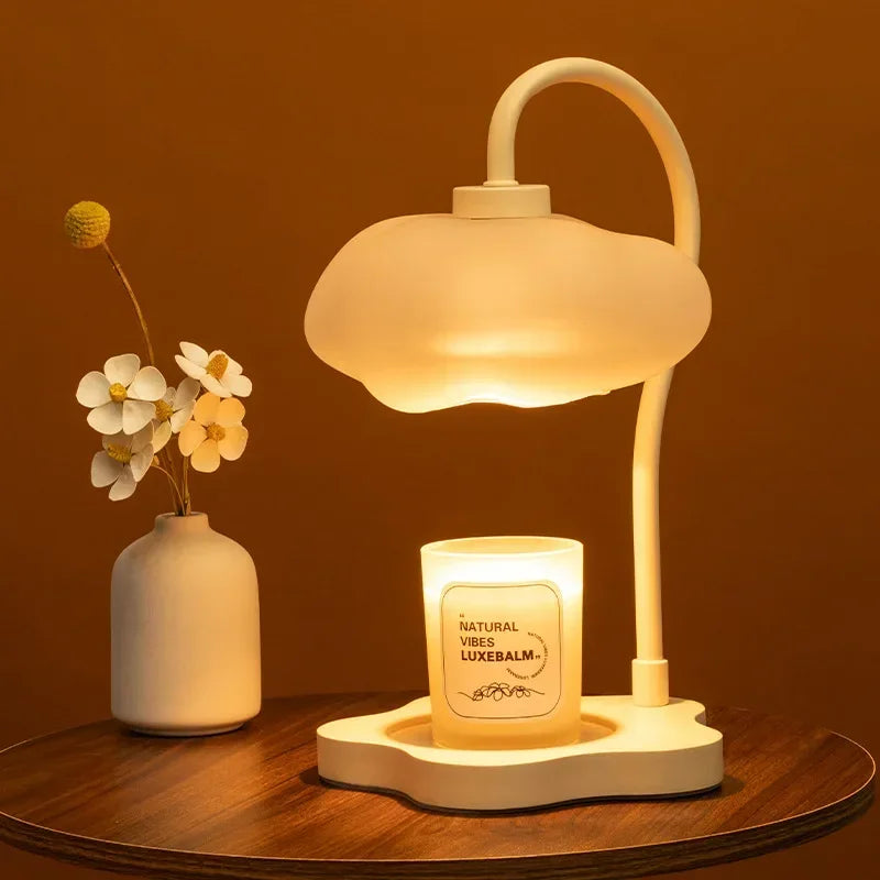 Creative Cloud-Shaped Wax Melt Lamp with Timer Aromatherapy Night Light Scented Candle Warmer Stylish Desk Table Lamp for Home