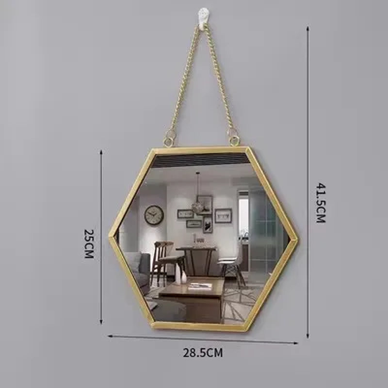 Decorative Mirror Nordic Wrought Iron round Wall Mounted Mirror Bathroom Dormitory Home Decor Glass Washstand Makeup Mirror