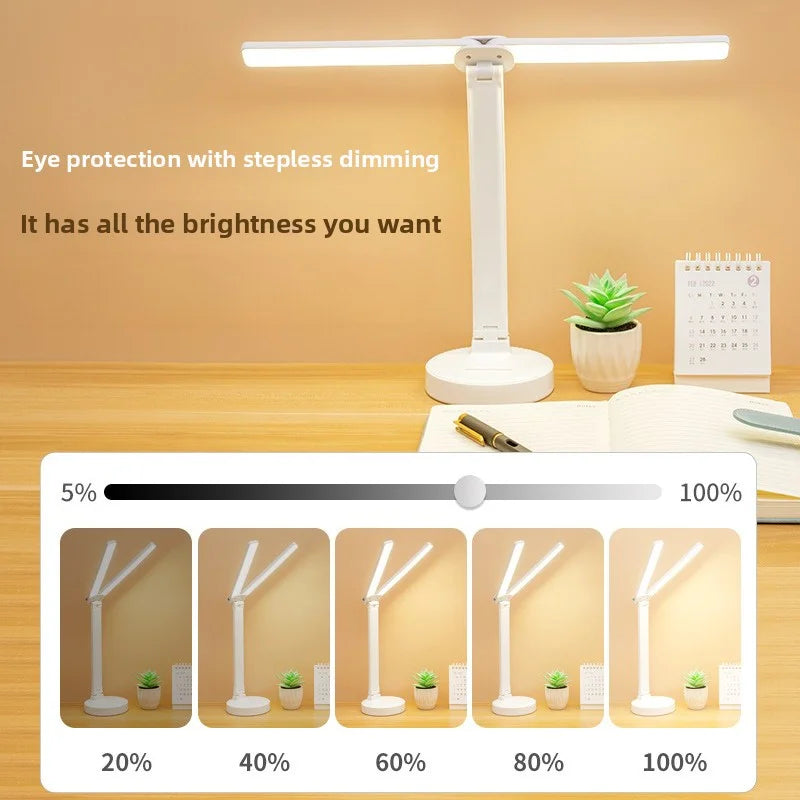 LED Desk Lamp 3 Levels Dimmable Touch Night Light USB Rechargeable Eye Protection Foldable Table Lamp for Bedroom Bedside Readin