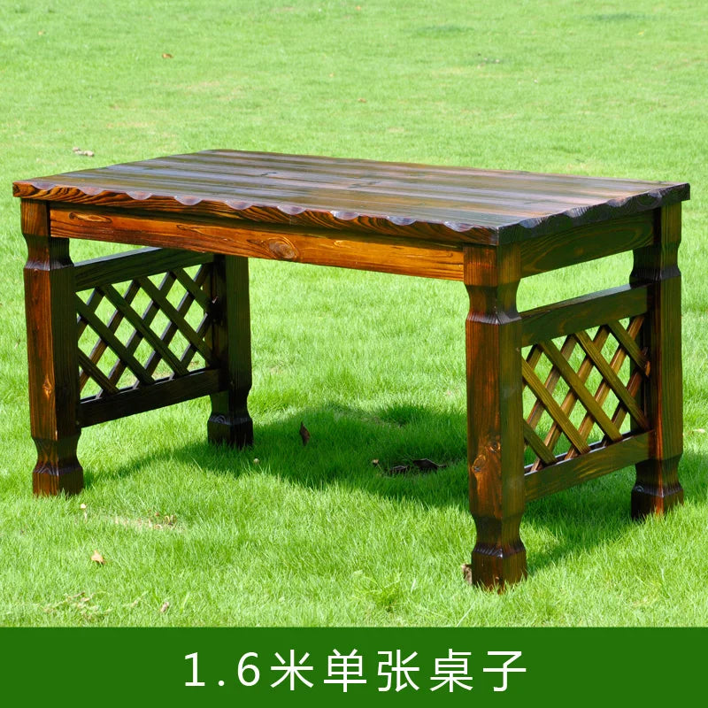 Outdoor Courtyard Anticorrosive Solid Wood Tables and Chairs Outdoor Open-Air Balcony Garden Waterproof and Sunscreen Leisure Ta