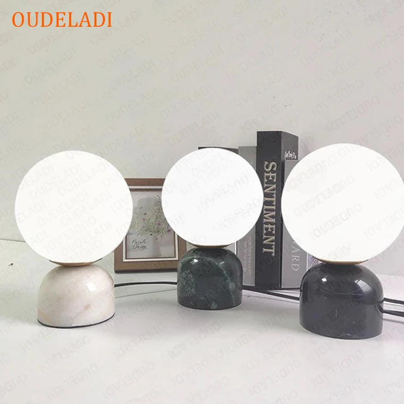marble Table Lamp Modern Living Room Home Decor Glass Ball Table Lamps Hotel Bedroom Bedside Study Desk Light