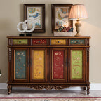 European-Style Shoe Cabinet Household Entrance Entrance Porch Cabinet Painted Storage Cabinet Solid Wood American Large-Capacity