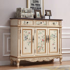 European-Style Shoe Cabinet Household Entrance Entrance Porch Cabinet Painted Storage Cabinet Solid Wood American Large-Capacity