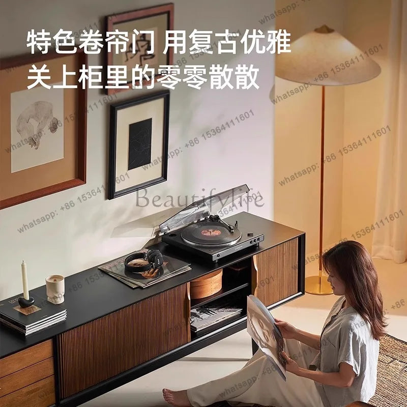 French Medieval Solid Wood TV Cabinet Household Small Apartment Solid Wood Floor Cabinet