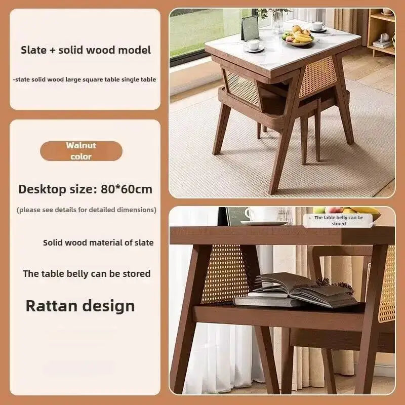 Garden Leisure Balcony Tea Table Solid Three-Piece Patio Furniture Rattan Wood Outdoor Tables and Chairs Furniture Nordic Sets M