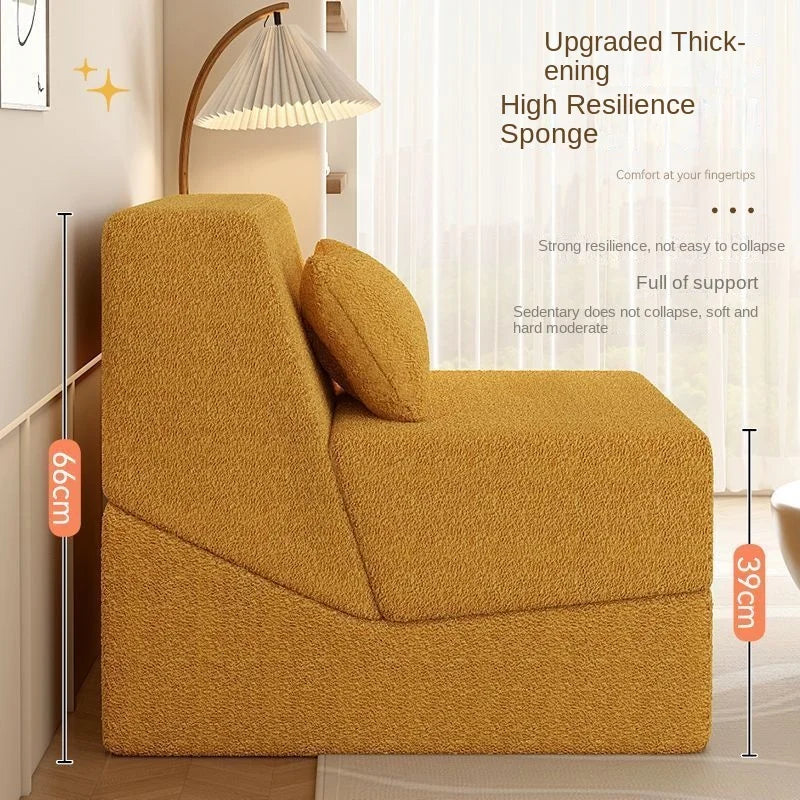 Foldable Fabric Sofa Bed, Dual-Use Sofa for Living Room and Bedroom, Single Compression