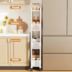 Mobile Shelf with Wheels Narrow Gap Trolley Multi-Layers Storage Rack Kitchen Bathroom 2/3/4 Tiers Storage Trolley Rolling Cart