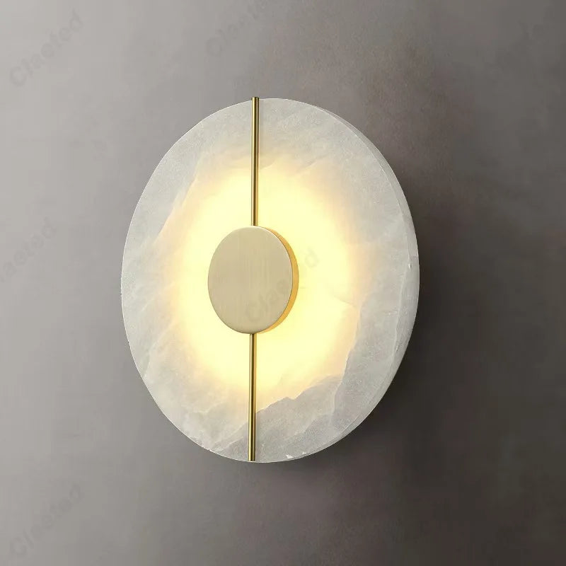 Modern round Wall Lamp Marble Stone Indoor Living Room Bedroom Bedside Kitchen Light Corridor Home Decoration Lighting