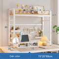 Bookshelf Bookcase with Grid Desktop Multi-Layer Wrought Iron Shelf Student Computer Desk Table Hole Board Table Wooden Shelves