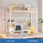 Bookshelf Bookcase with Grid Desktop Multi-Layer Wrought Iron Shelf Student Computer Desk Table Hole Board Table Wooden Shelves