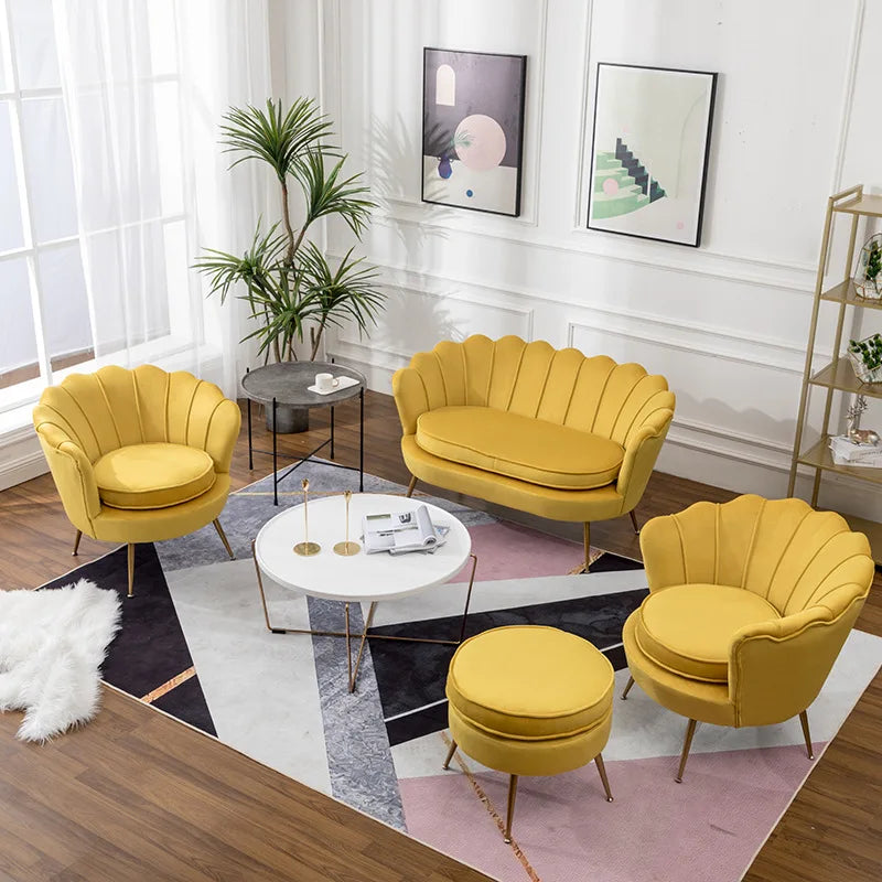 Formwell Modern Accent Chair, Velvet-Touch Fabric Leisure Club Chair with Gold Metal Legs for Bedroom Living Room