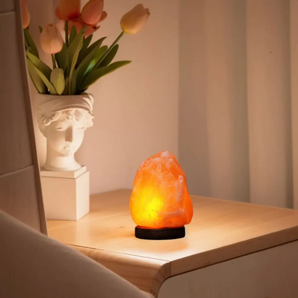 Himalayan Salt Lamp LED Night Light with Base Crystal Salt Rock Lamp LED Atmosphere Lamp Home Bedroom Decoration