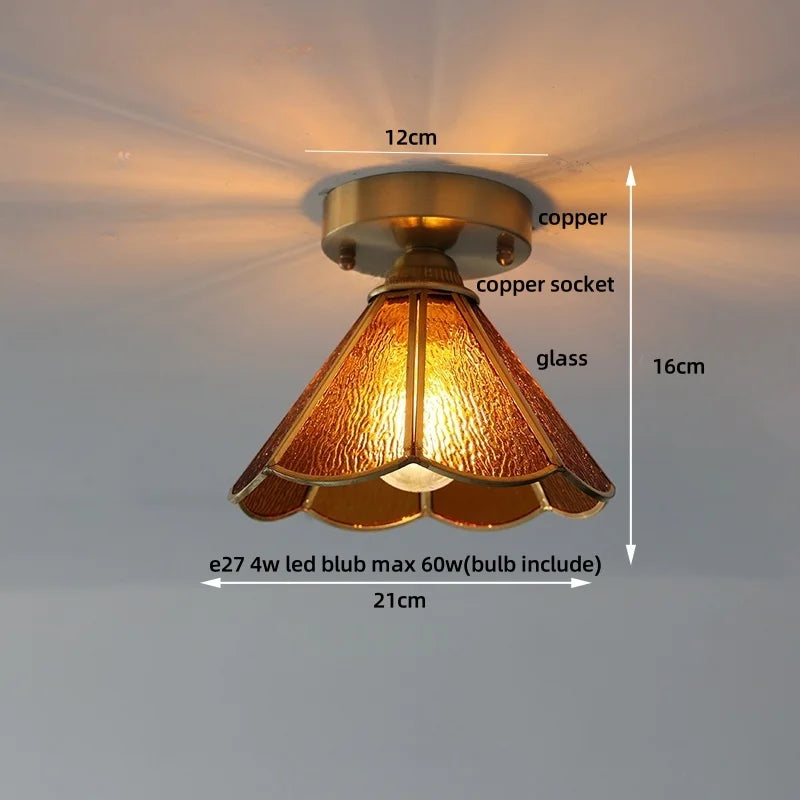 Flush Mount LED Ceiling Light Fixture Bathroom Kitchen Bedroom White Peace Dove Copper Tiffany Glass Plafond Lamp Lamparas