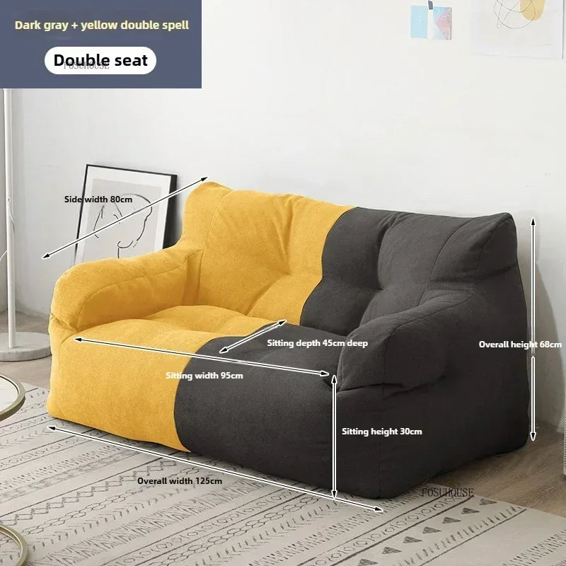 Ljylazy Linen Single Double Minimalist Sofa Leisure Bean Bag Chair Living Room Personality Puffs Sofa Creative Home Furniture