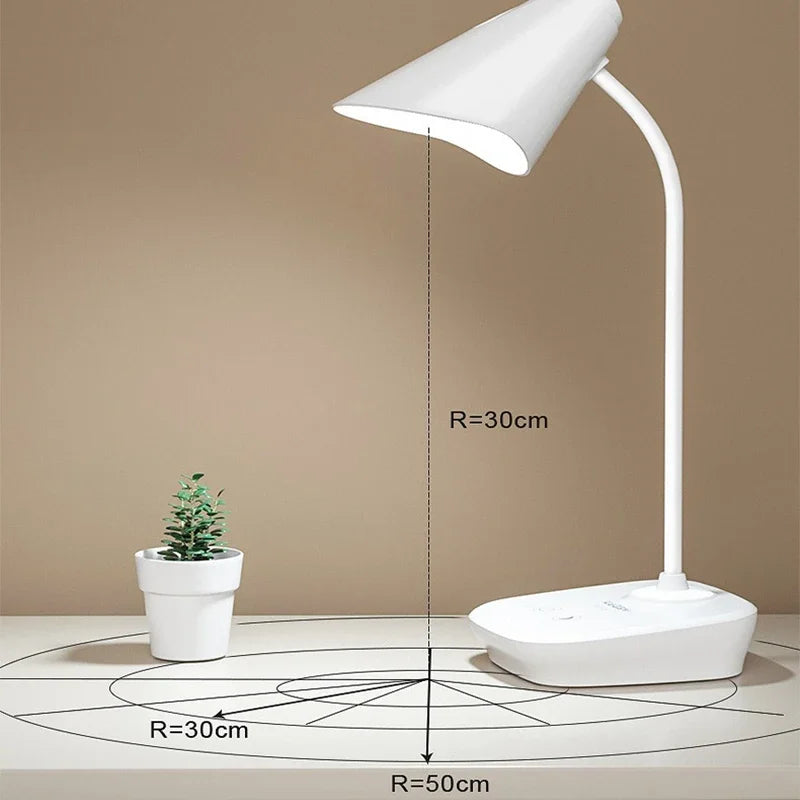 LED Desk Lamp 3 Levels Dimmable Touch Night Light USB Rechargeable Eye Protection Foldable Table Lamp for Bedroom Bedside Desk