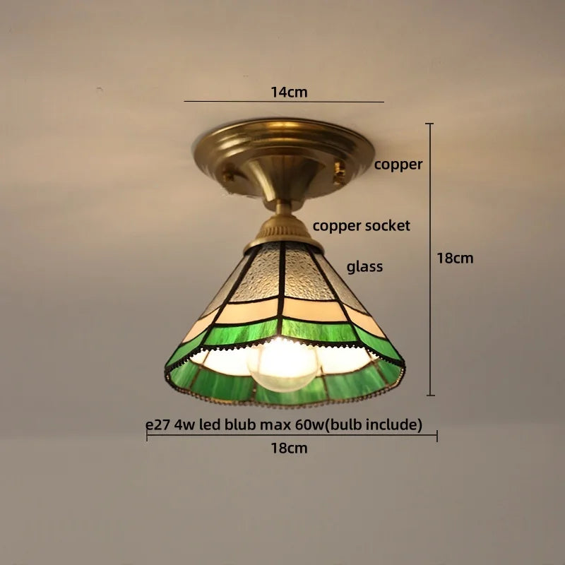 Flush Mount LED Ceiling Light Fixture Bathroom Kitchen Bedroom White Peace Dove Copper Tiffany Glass Plafond Lamp Lamparas