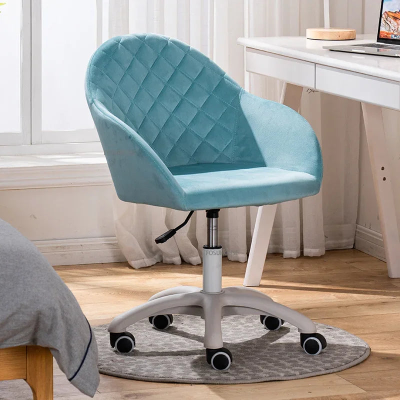 Nordic Furniture Velvet Office Chair for Office Student Study Lift Swivel Chair Home Comfortable Backrest Girl Pink Gaming Chair