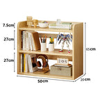 3 Tier Desktop Bookshelf Storage Shelves Wooden Open Bookcase Locker for Daily Household Children Study Bedroom Office Supplies