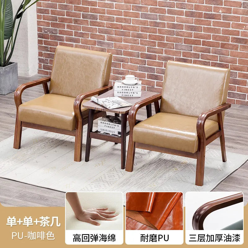 Fabric Combination Sofa Chair Single Casual Solid Wood Chair Living Room