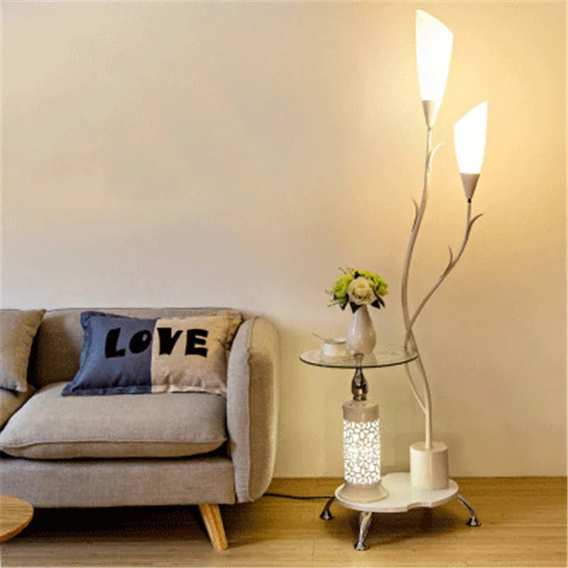 Nordic Modern Floor Lamp LED Flower Tea Table Floor Lamps for Living Room Bedroom Study Desk Lamp Home Decor Standing Lights E27