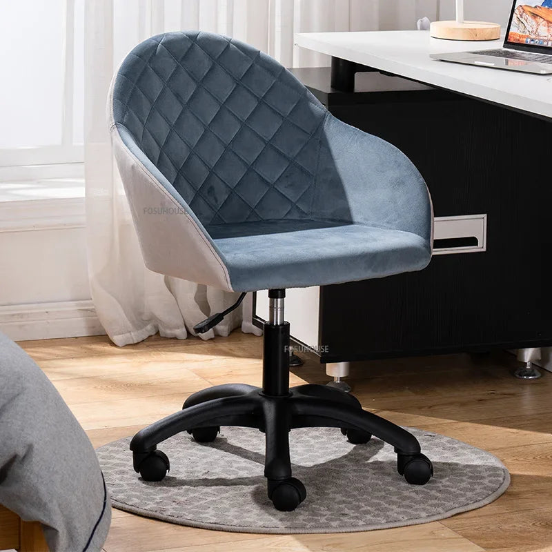 Nordic Furniture Velvet Office Chair for Office Student Study Lift Swivel Chair Home Comfortable Backrest Girl Pink Gaming Chair