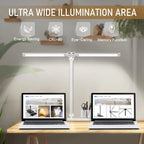 Dual Swing-Arm Table Lamp LED Desk Lamp Dimmable Adjustable Reading Light for Home Office, Bedroom, Study, and Craft
