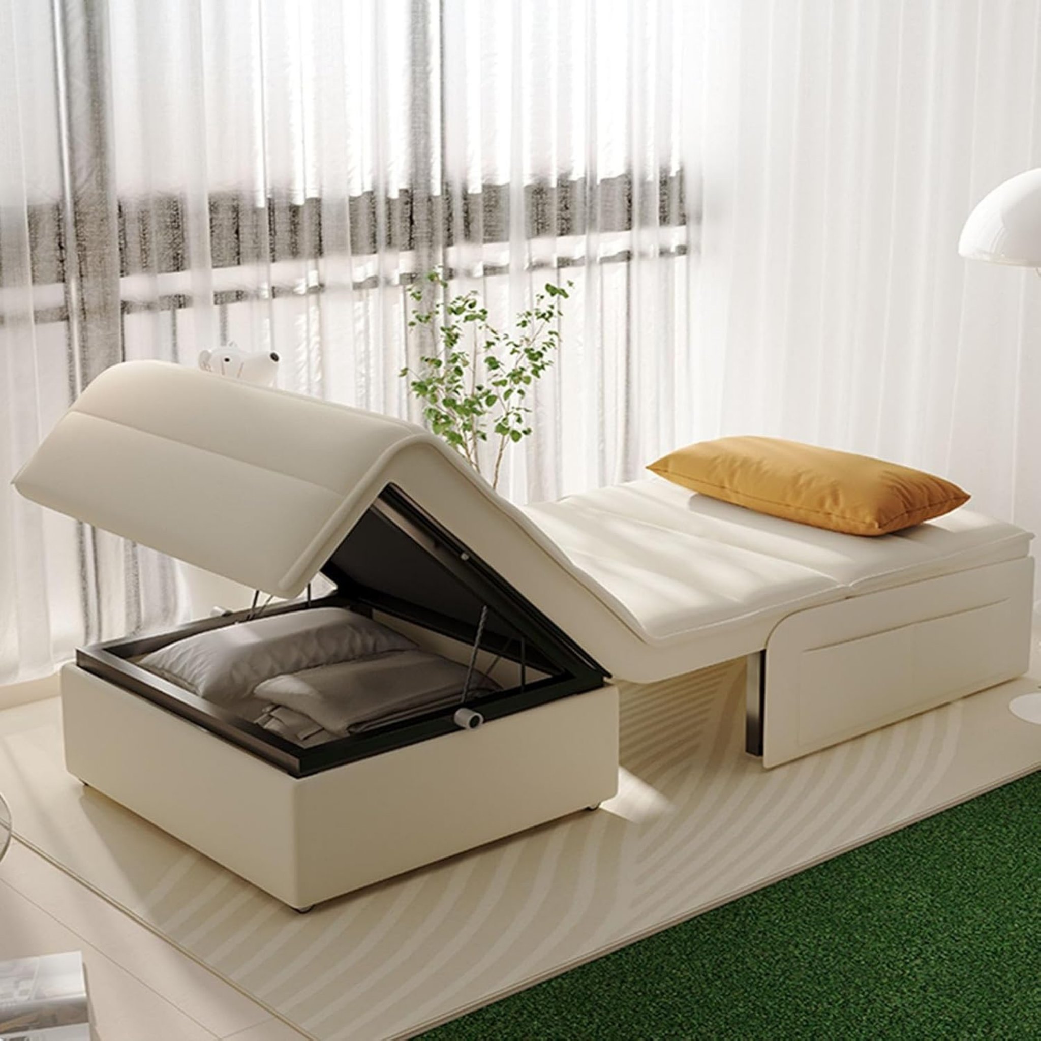 Electric sofa bed in sleeping position