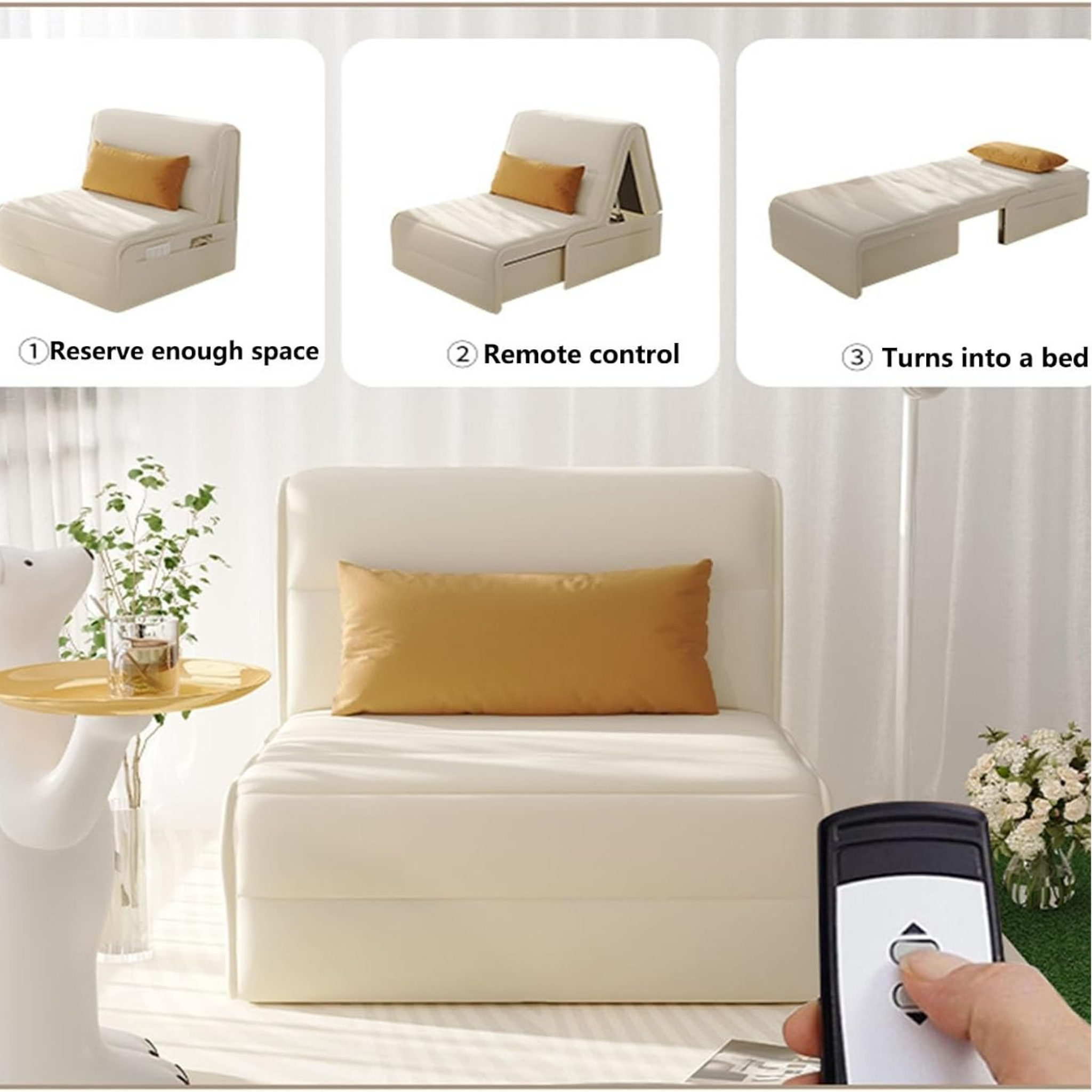 Electric transformation from sofa to bed