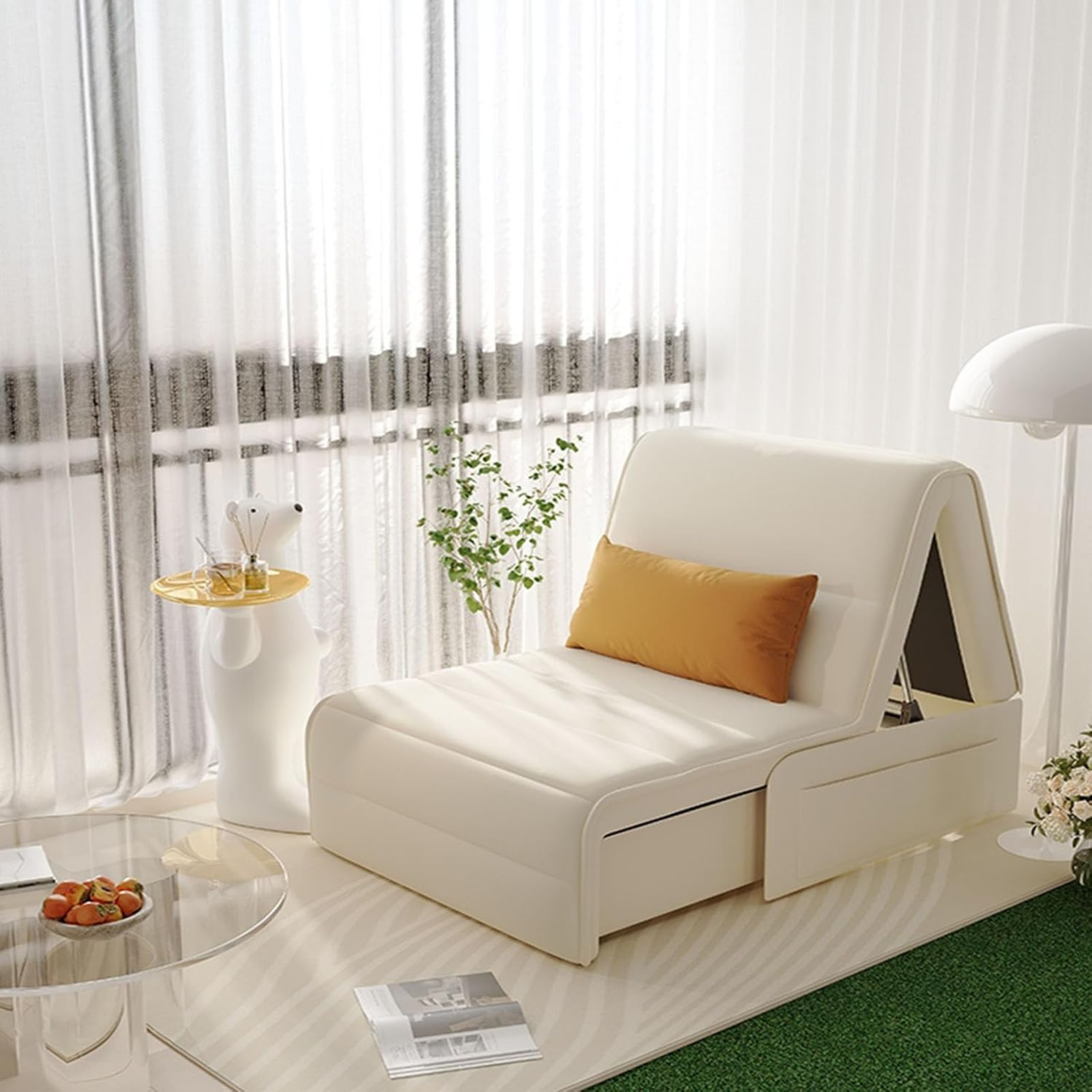 Side view of modern electric sofa