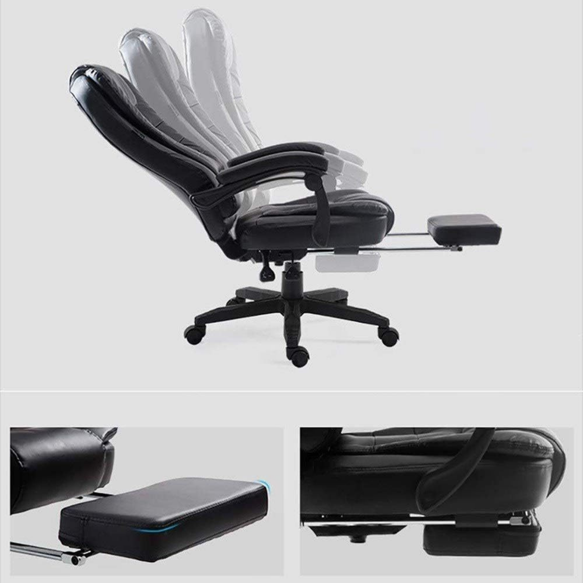 Modern leather computer chair with adjustable height and armrests