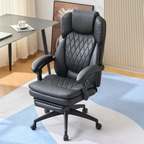 Black cat scratch resistant leather ergonomic office chair